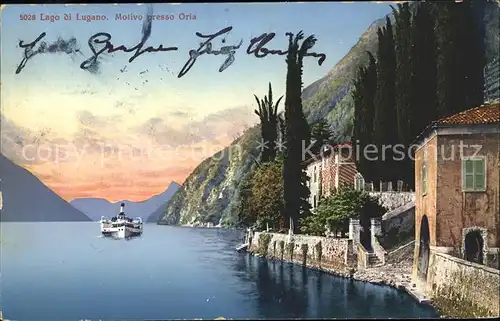Oria Lago di Lugano Haeuser am See Dampfer / Lugano /Bz. Lugano City