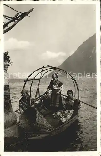 Tessin Ticino Frauen auf Boot am See Kat. Lugano