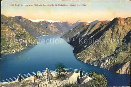 Lago di Lugano Veduta dal Monte San Salvatore verso Porlezza Kat. Italien