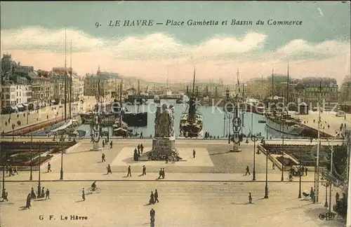 Le Havre Place Gambetta et Bassin du Commerce Bateau Kat. Le Havre