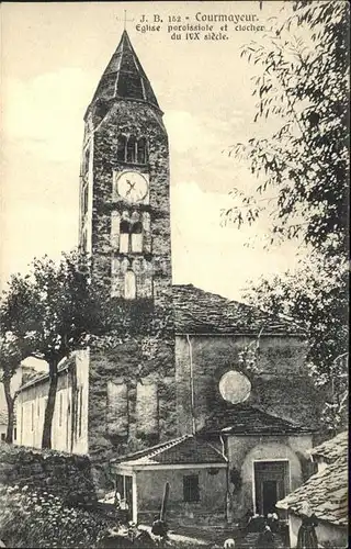 Courmayeur Aosta Eglise paroissiole et Clocher du XIV siecle Kat. Aosta