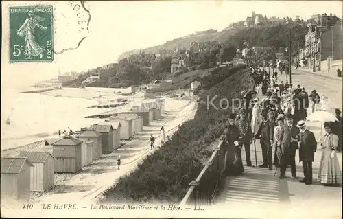 Le Havre Boulevard Maritime et la Heve Plage Stempel auf AK Kat. Le Havre