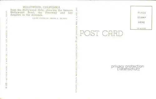 Hollywood California Fliegeraufnahme Bowl and Freeway Kat. Los Angeles United States