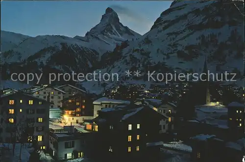 Zermatt VS mit Matterhorn Nachtaufnahme Kat. Zermatt