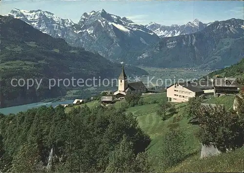 Amden SG mit Walensee Glaernisch Rautispitz Bruennelistock Kat. Amden