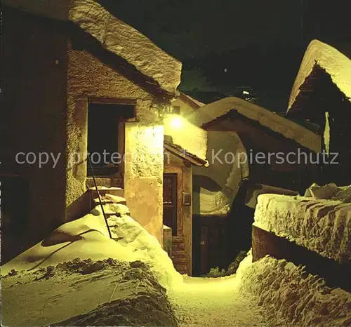 Leukerbad Winternacht im Bergdorf Kat. Loeche les Bains