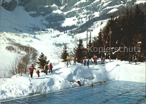 Leukerbad Thermalschwimmbad im Schnee Kat. Loeche les Bains