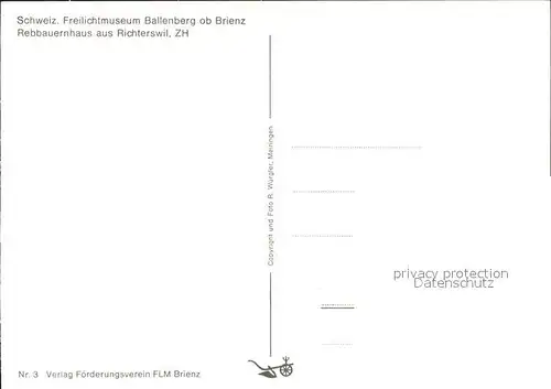 Brienz BE Schweizer Freilichtmuseum Ballenberg Rebbauernhaus aus Richterswil Kat. Brienz