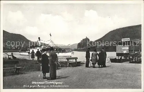 Sudetenland Region Wannow Blick gegen Aussig mit Schreckenstein Kat. Tschechien