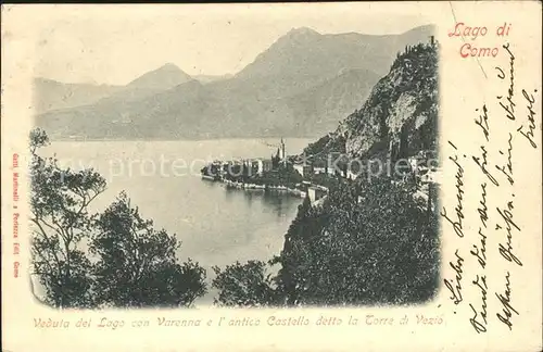 Lago di Como antico Castello Torre Vezio Kat. Italien