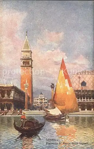 Venezia Venedig Piazzetta S. Marco Segelboot Gondel  Kat. 