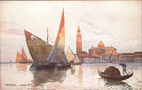 Venezia Venedig Isola di S  Giorgio Gondel Segelboote  Kat. 