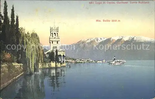 Lago di Garda Gardone Torre Ruhland Monte Baldo Kat. Italien