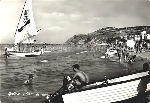 Gabicce Mare Spiaggia barca a vela Segelboot Kat. Italien