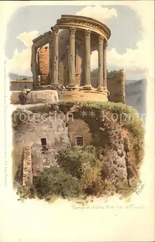 Tivoli Tempio della Sibilla Litho Kat. Italien