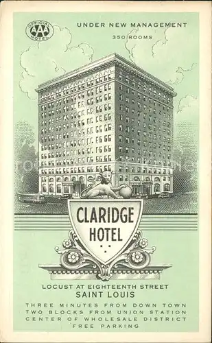 Saint Louis Missouri Claridge Hotel Kat. United States