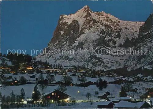 Grindelwald mit Wetterhorn Nachtaufnahme Kat. Grindelwald