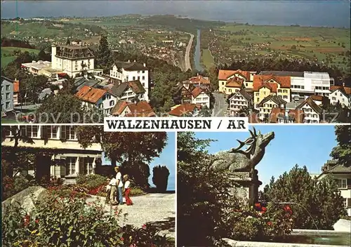 Walzenhausen AR Panorama mit Rheineck Alten Rhein und Bodensee Kat. Walzenhausen