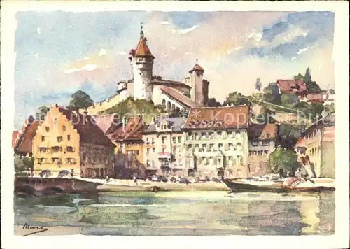 Schaffhausen SH Schloss Munot Aquarell Kat. Schaffhausen