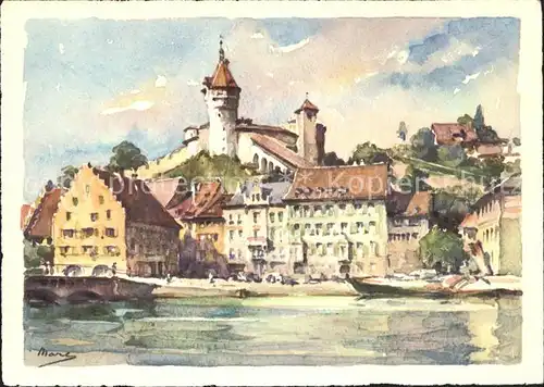 Schaffhausen SH Schloss Munot Aquarell Kat. Schaffhausen