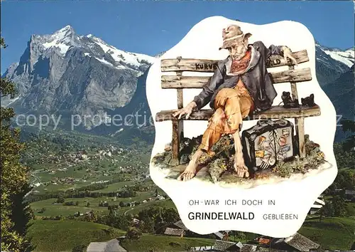 Grindelwald Panorama mit Karikatur Kat. Grindelwald