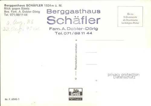 Saentis AR Berggasthaus Schaefler mit Saentisblick Kat. Saentis