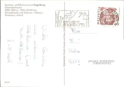Engelberg OW Klosterkirche mit Hahnen Kat. Engelberg