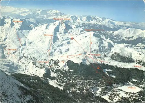 Arosa GR Panoramakarte mit eingezeichneten Bergbahnen Kat. Arosa