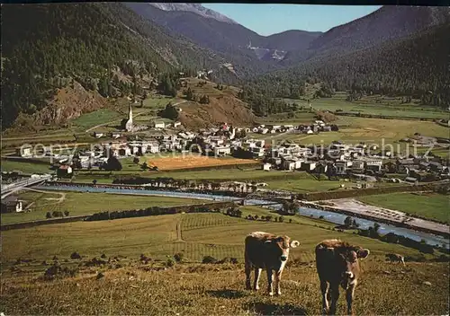 Zernez GR Totalansicht mit Ofenpass Kat. Zernez