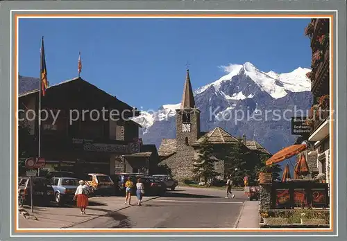 Graechen VS Dorfpartie mit Weisshorn und Brunegghorn Kat. Graechen