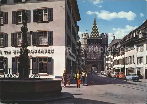 Basel BS Spalenvorstadt und Spalentor mit Brunnen Kat. Basel