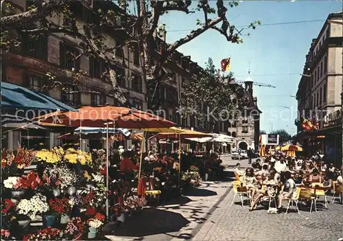 Geneve GE La Place du Molard et ses grands Cafes Kat. Geneve