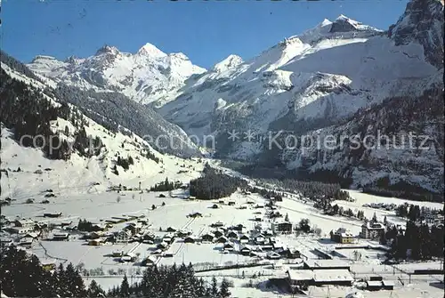 Kandersteg BE Winterpanorama mit Bluemlisalp und Doldenhoerner Kat. Kandersteg