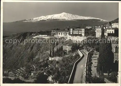 Taormina Sizilien Etna verschneit Kat. 