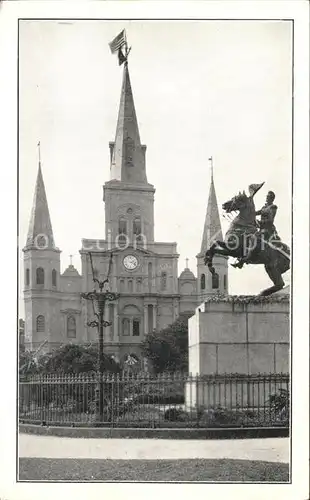 Saint Louis Louisiana Cathedral General Jackson Monument Schleppey Card Kat. United States