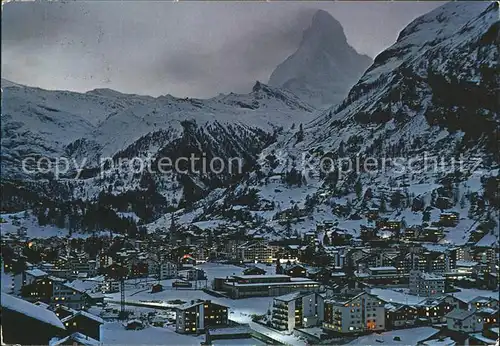 Zermatt VS bei Nacht mit Matterhorn Kat. Zermatt
