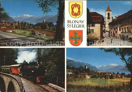 Blonay St-Legier Panorama Ortsmotiv Eisenbahn / Blonay /Bz. Vevey