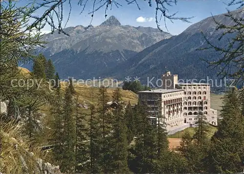 Zuoz GR Hotel Castell mit Piz d Esan Schweizer Nationalpark Kat. Zuoz