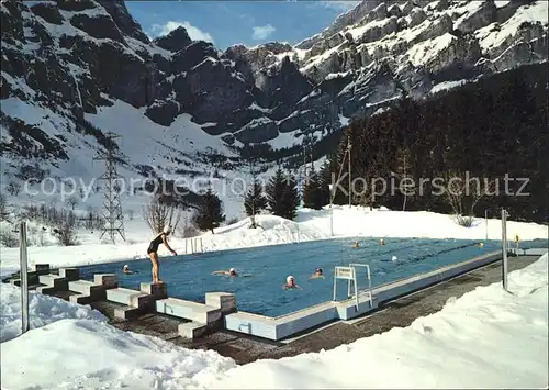 Leukerbad am Gemmipass Winterschwimmbad Kat. Loeche les Bains