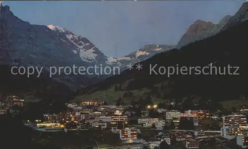 Leukerbad mit Balmhorn Gitzifurgge Majinghorn Nachtaufnahme Kat. Loeche les Bains