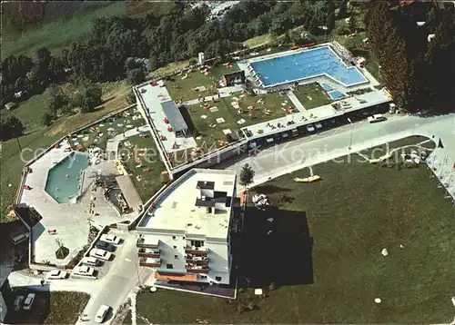 Leukerbad Geh und Fussbad Schwimmbad Fliegeraufnahme Kat. Loeche les Bains