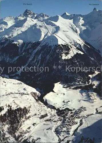 Berguen Bravuogn GR mit Skigebiet Darlux Piz Kesch und Piz Uertsch Kat. Berguen