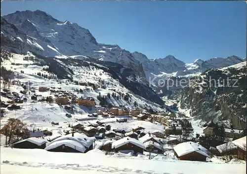 Wengen BE mit Jungfrau und Breithornkette Kat. Wengen