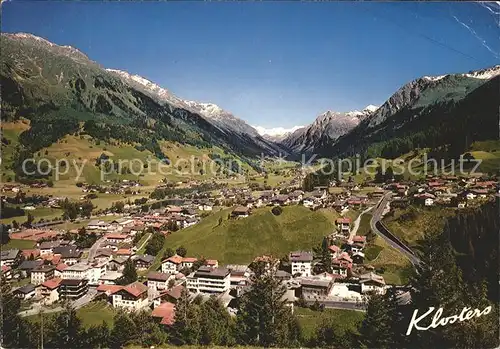 Klosters GR Bruecke Selfranga Doggiloch mit Silvretta Kat. Klosters