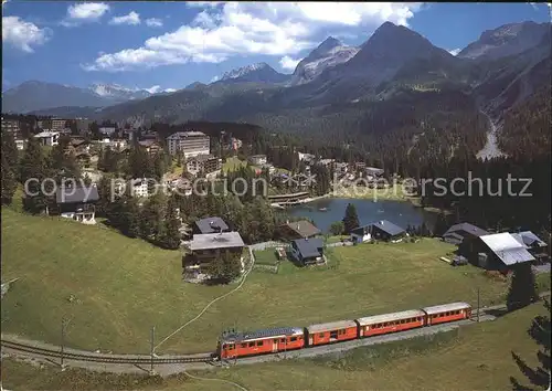 Arosa GR Seegrube mit Untersee und Bahn Kat. Arosa