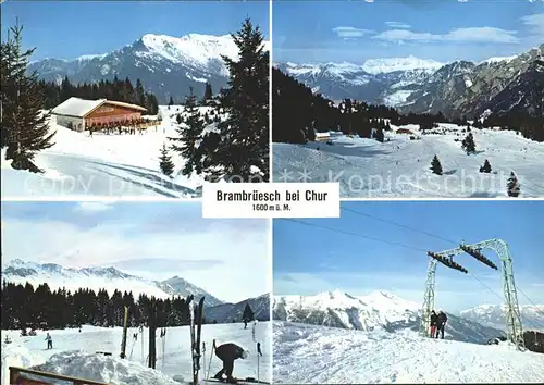 Brambrueesch Churwalden Skihaus Panorama Schlepplift Kat. Churwalden