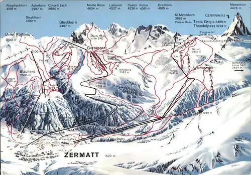 Zermatt VS Alpen Panoramakarte Kat. Zermatt