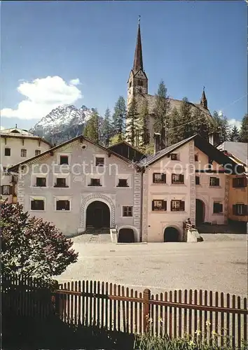 Bad Scuol Alpines Heilbad Dorfpartie Kirche Kat. Scuol