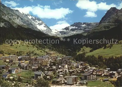 Leukerbad mit Balmhorn Gitzifurgge und Majinghorn Kat. Loeche les Bains