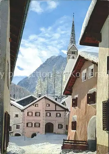 Bad Scuol Dorfgasse mit Piz Pisoc Kat. Scuol